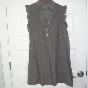 Taupe Ruffled and Smocked Cover-up